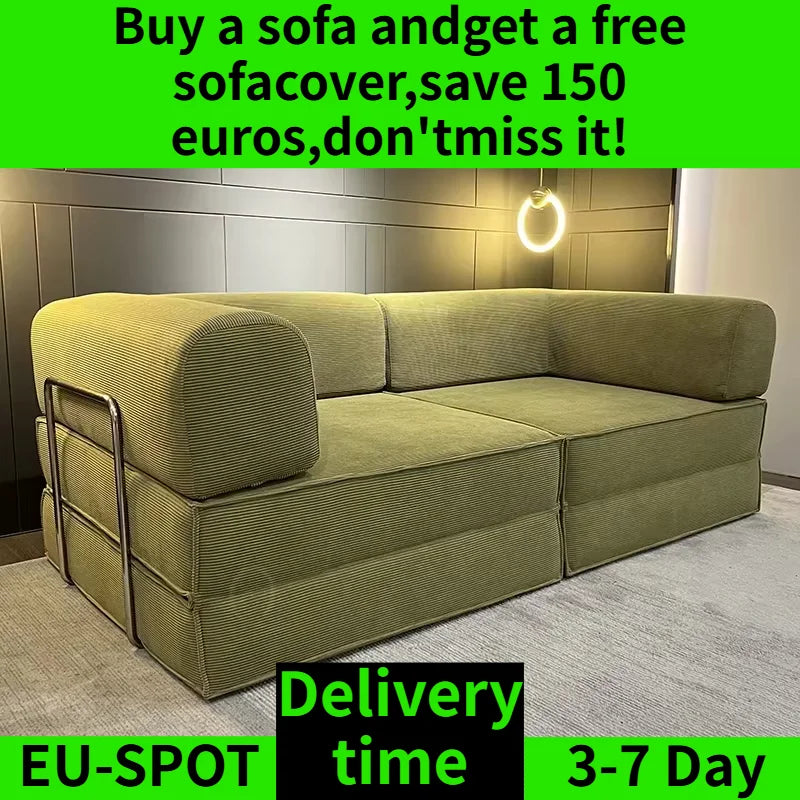 2026 New EU Warehouse Vacuum Compression Sofa 205*100*70cm Sofa Bed Corduroy Jacket Removable Placement 5-7 Days Delivery