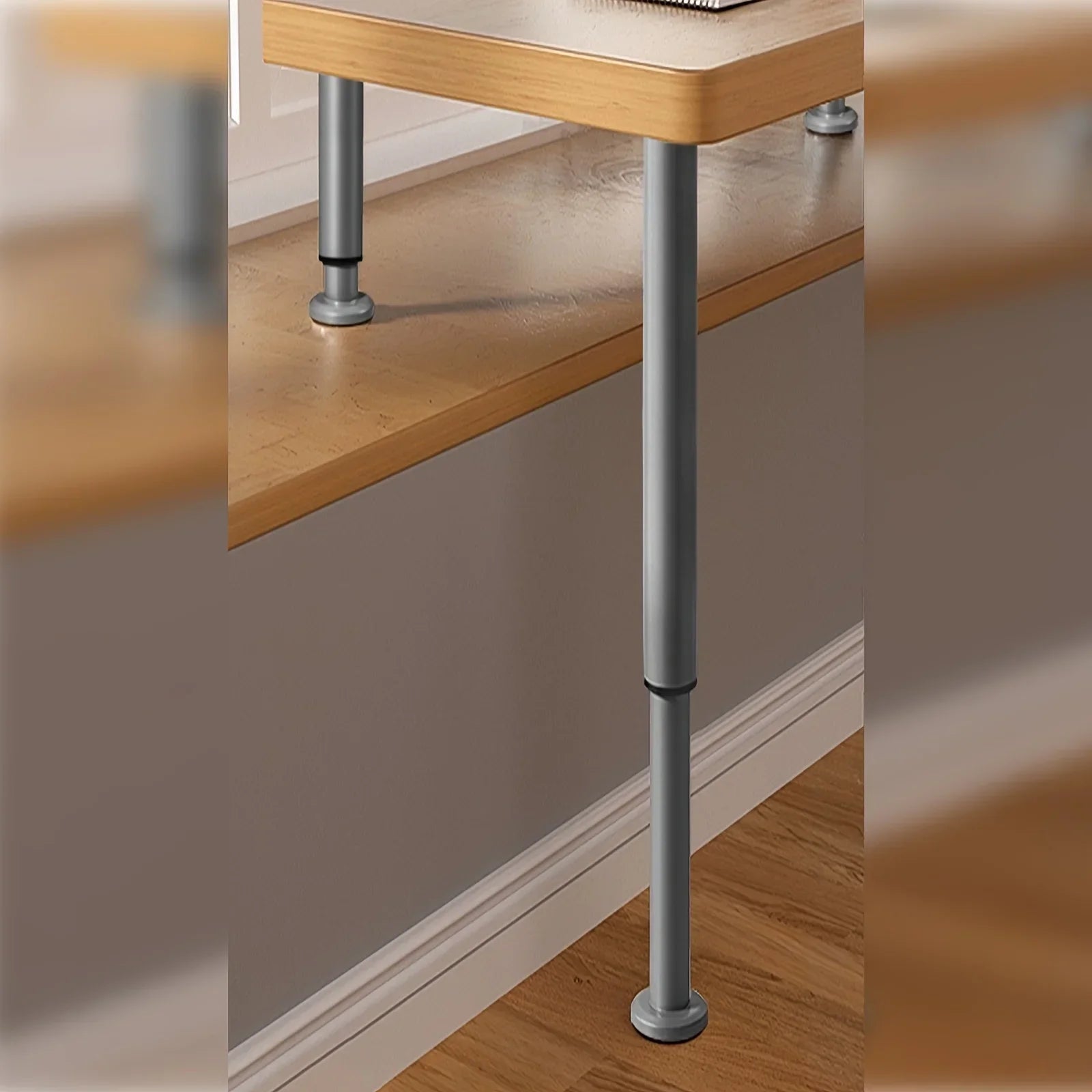[Grey Metal Furniture Table Leg] 1pc Adjustable Metal Table Legs, 42-72cm, Cylindrical Furniture Legs for DIY Projects, Grey