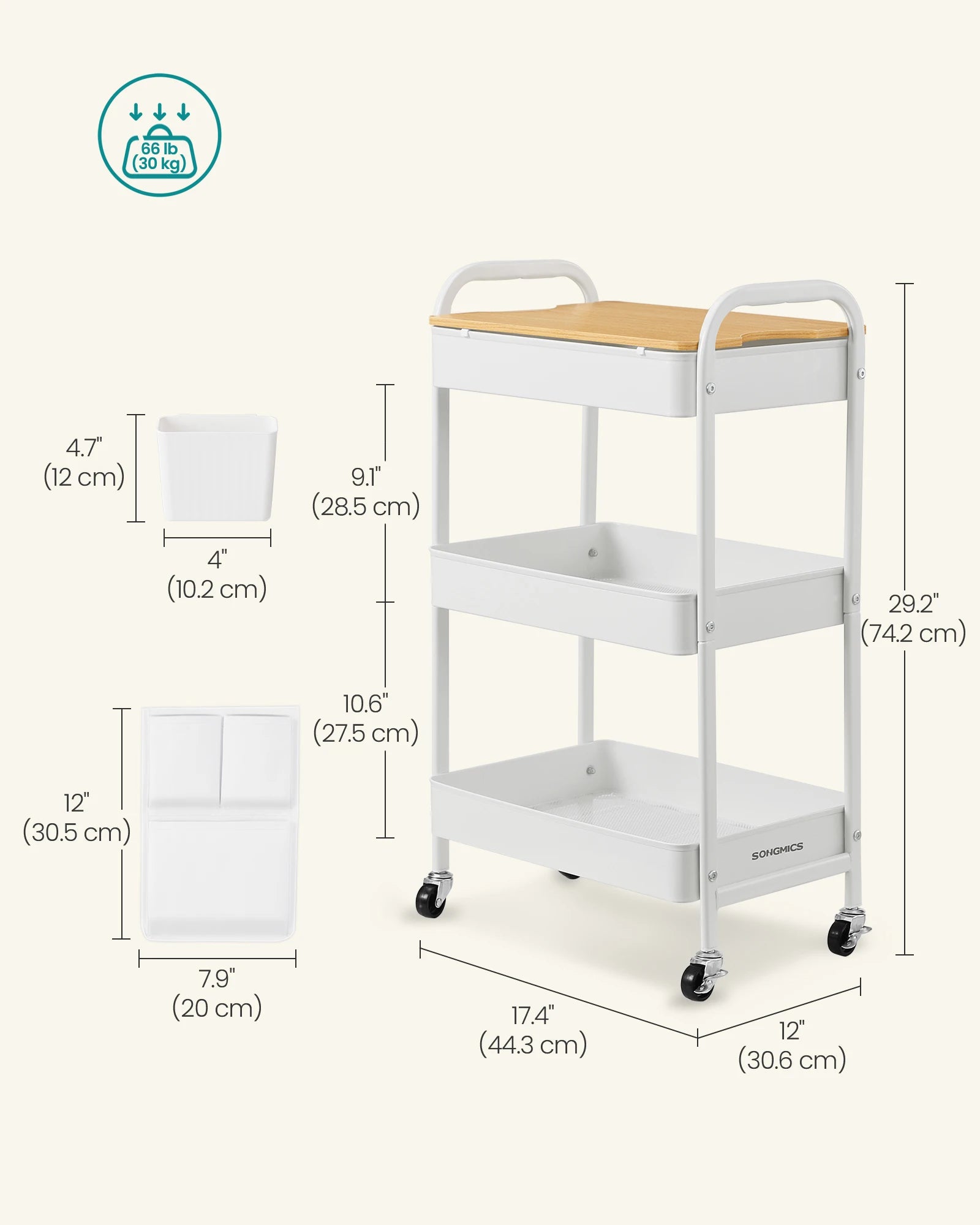 SONGMICS office kitchen Cart living room