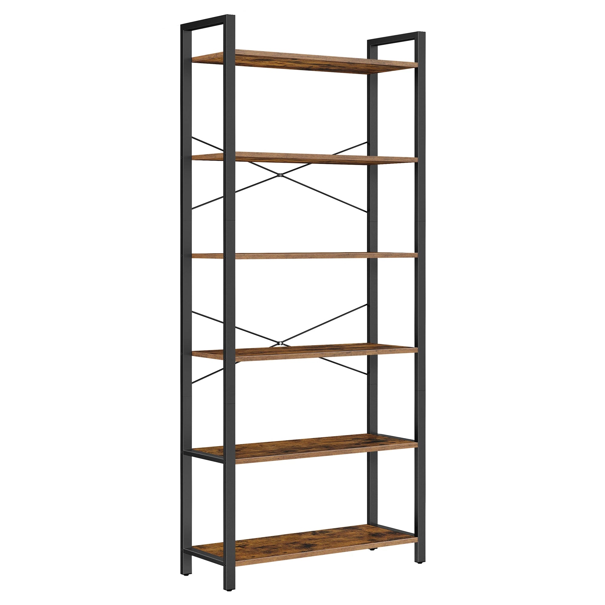 VASAGLE 6-Tier Bookshelf, Bookcase, Shelving Unit, for Office, Study, Living Room, Bedroom, 30 x 80 x 186 cm, Industrial