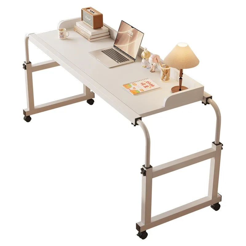 Height Adjustable Bed Table Laptop Desk Folding Portable Rolling Computer Desk Space Saving Study Home Office Gaming White