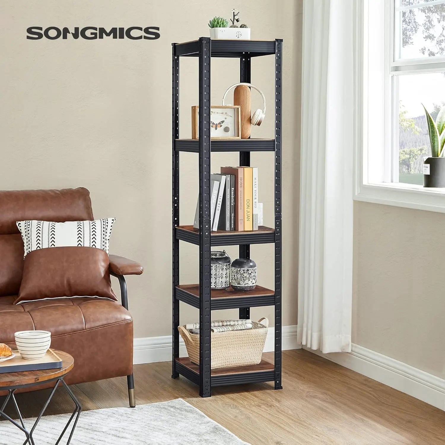 SONGMICS Shelving Unit, 37 x 37 x 150 cm, 400 kg Load Capacity (80 kg per Shelf), Industrial