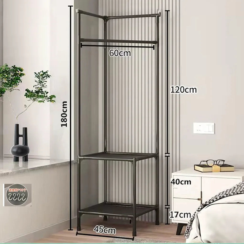 Wall corner clothes rack, multi-layer assembly clothes rack, bedroom corner clothes rack, floor mounted storage rack