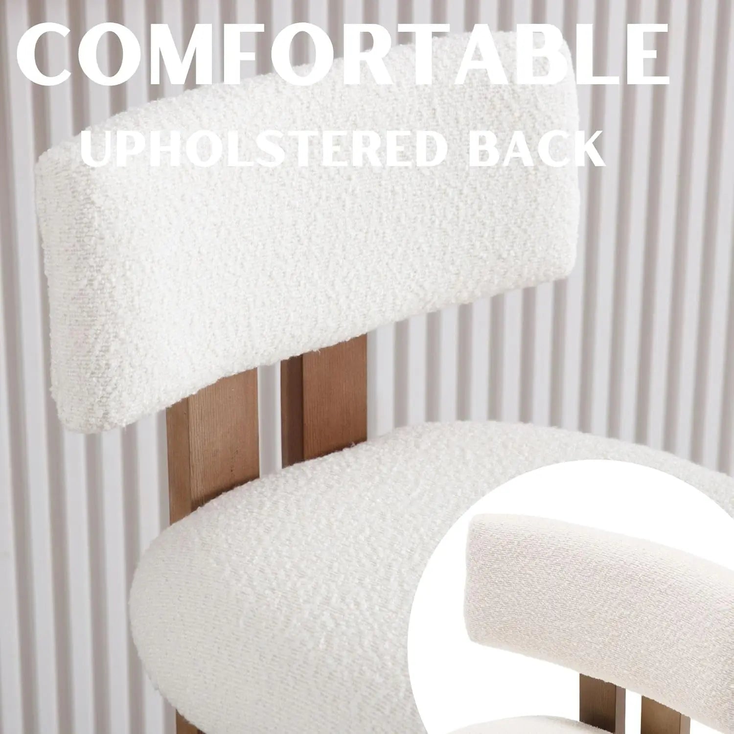 26 inch Farmhouse Bar Stools Set of 4 Sherpa Upholstered Kitchen Stool Wood Legs Boho Pub Stools with Back Modern, Customized