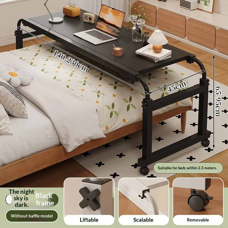 Height Adjustable Bed Table Laptop Desk Folding Portable Rolling Computer Desk Space Saving Study Home Office Gaming White