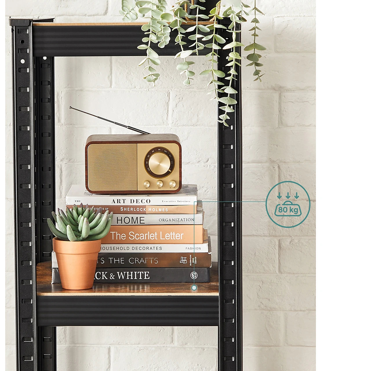 SONGMICS Shelving Unit, 37 x 37 x 150 cm, 400 kg Load Capacity (80 kg per Shelf), Industrial