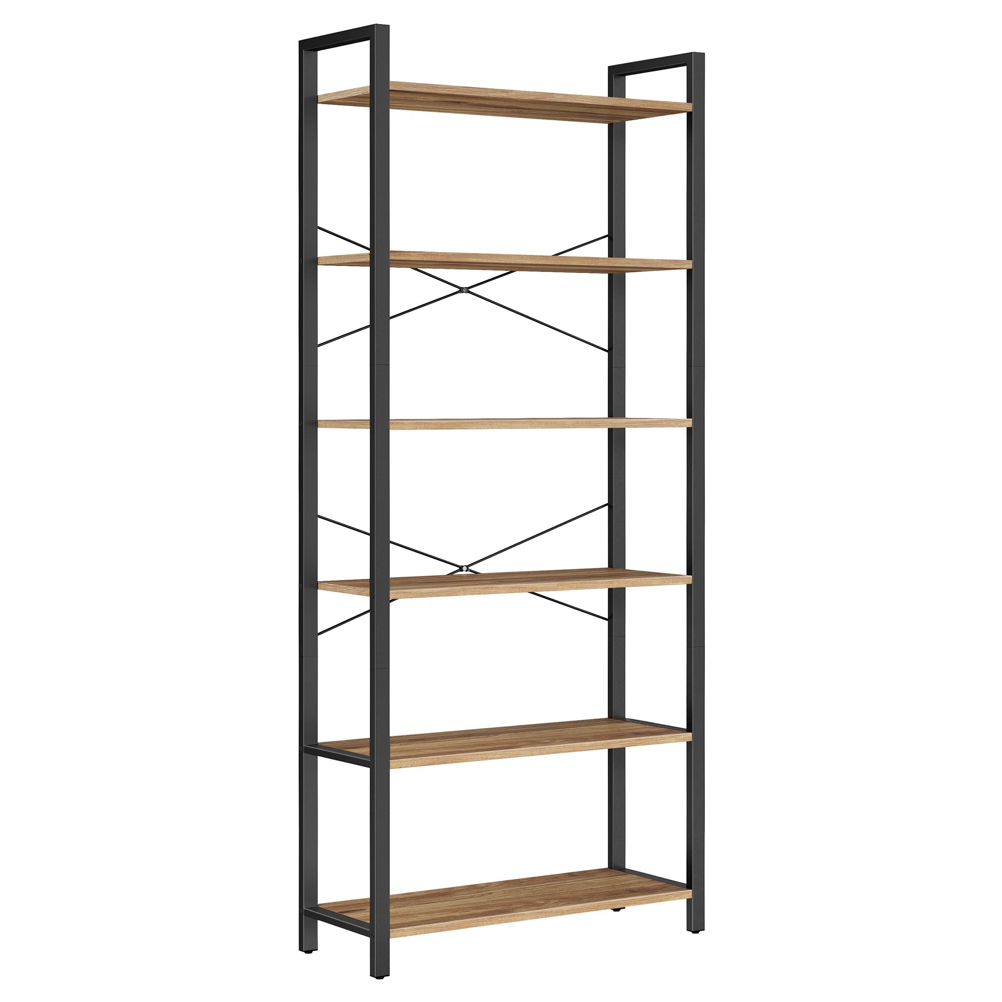 VASAGLE 6-Tier Bookshelf, Bookcase, Shelving Unit, for Office, Study, Living Room, Bedroom, 30 x 80 x 186 cm, Industrial