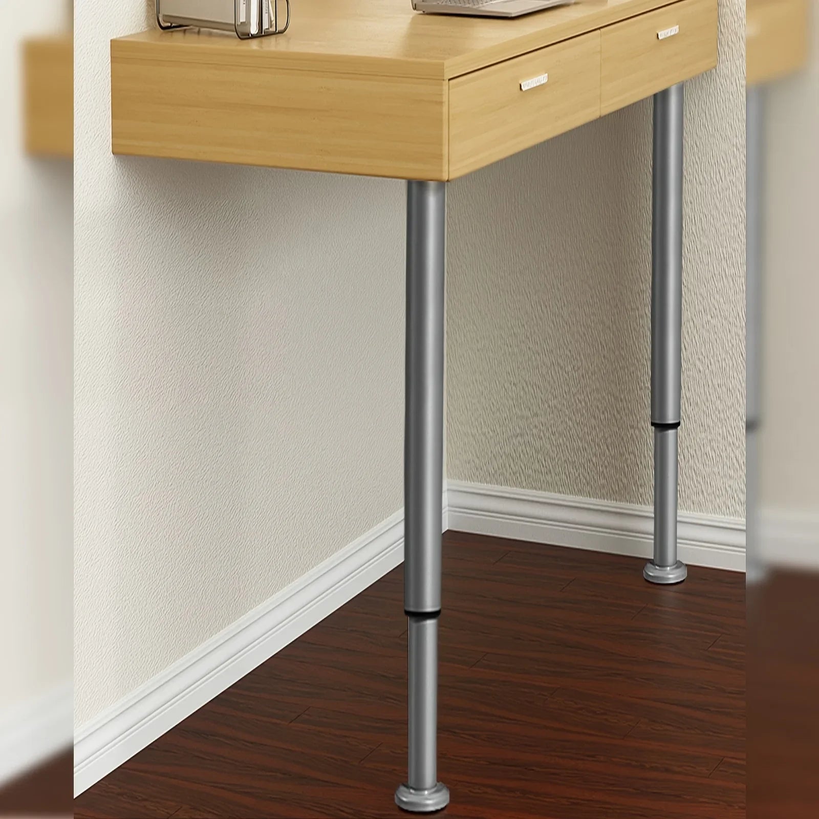 [Grey Metal Furniture Table Leg] 1pc Adjustable Metal Table Legs, 42-72cm, Cylindrical Furniture Legs for DIY Projects, Grey