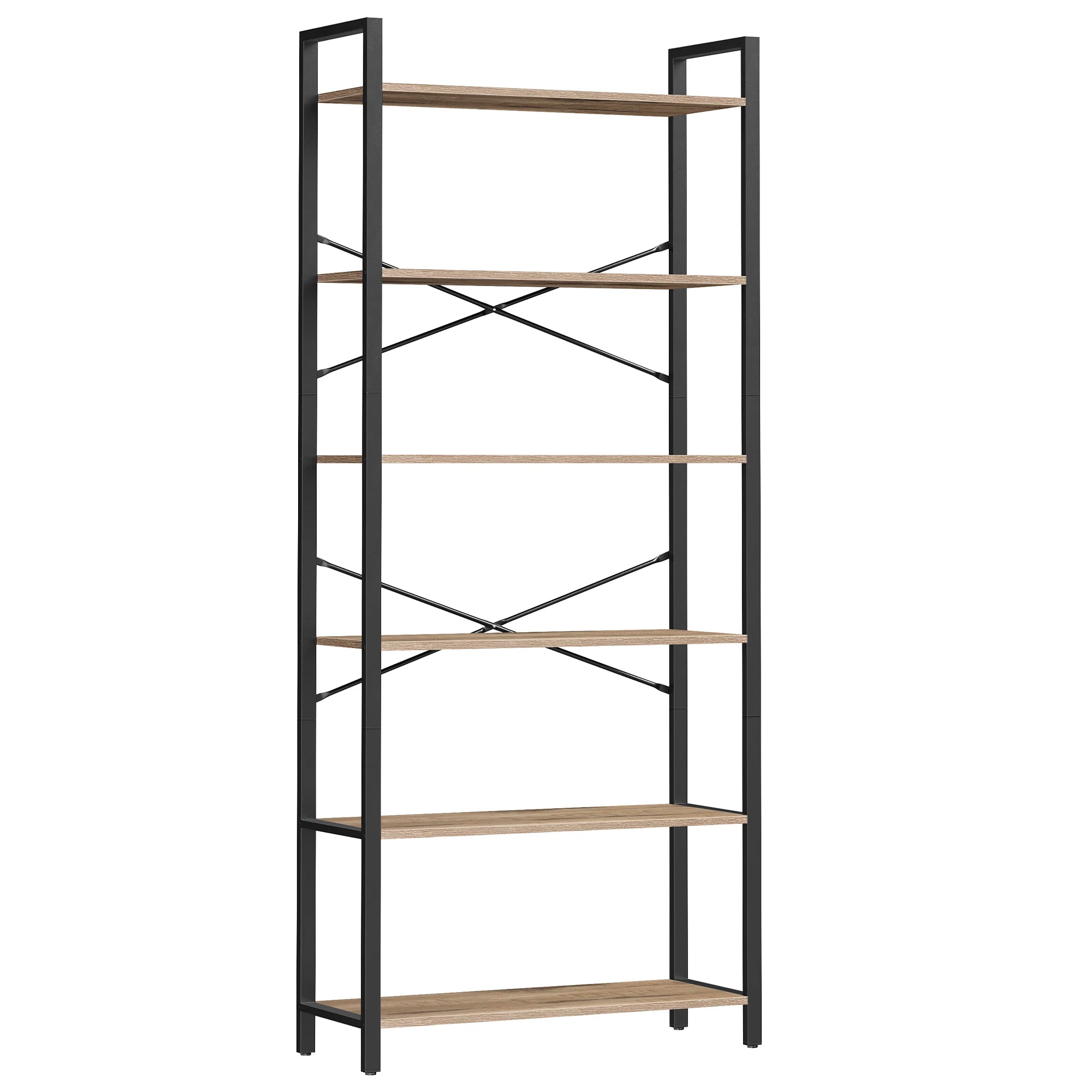 VASAGLE 6-Tier Bookshelf, Bookcase, Shelving Unit, for Office, Study, Living Room, Bedroom, 30 x 80 x 186 cm, Industrial