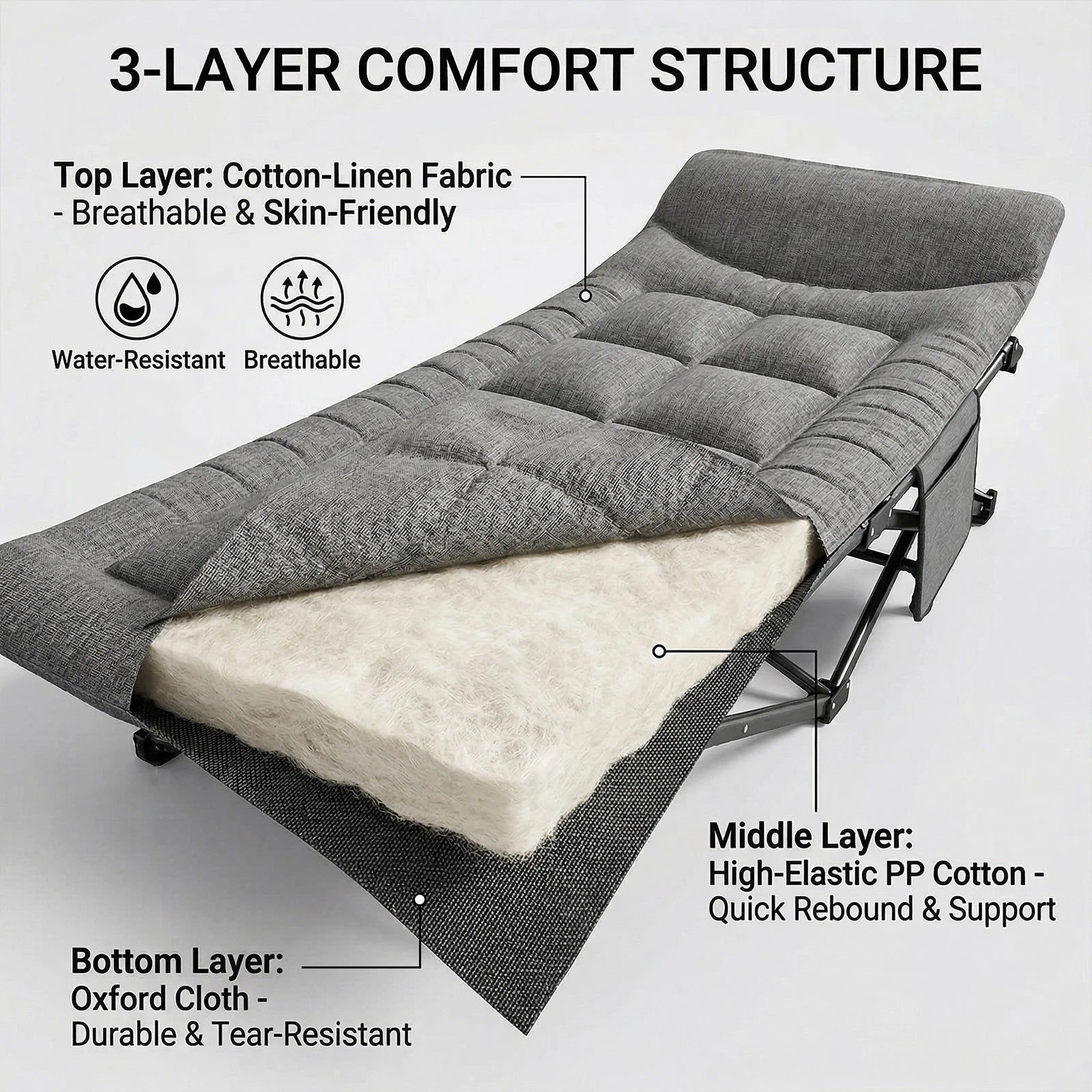 Marching Bed Outdoor Camping Bed Portable Folding Travel Single Person Hiking Sleeping Bed 7075 Aluminum Alloy for Office Home
