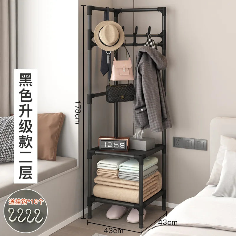 Wall corner clothes rack, multi-layer assembly clothes rack, bedroom corner clothes rack, floor mounted storage rack